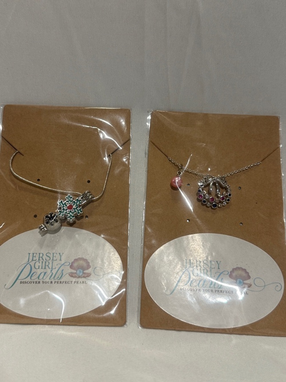 Silver Necklace with Multicolor Accents - Pink & Turquoise snowflake 24” wreath